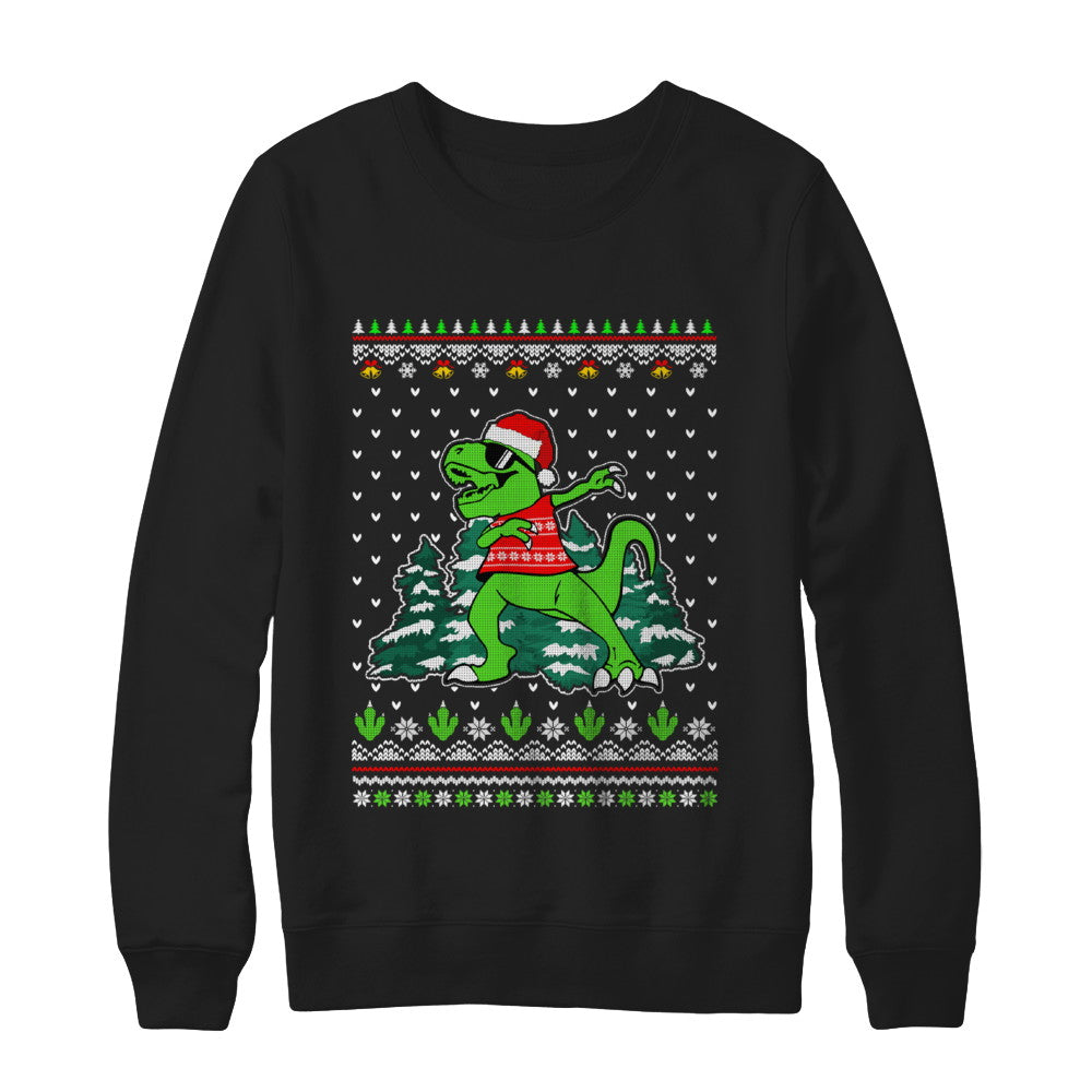 Funny Dab Dabbing Dinosaur Ugly Christmas Sweater Xmas T-Shirt & Sweatshirt | Teecentury.com