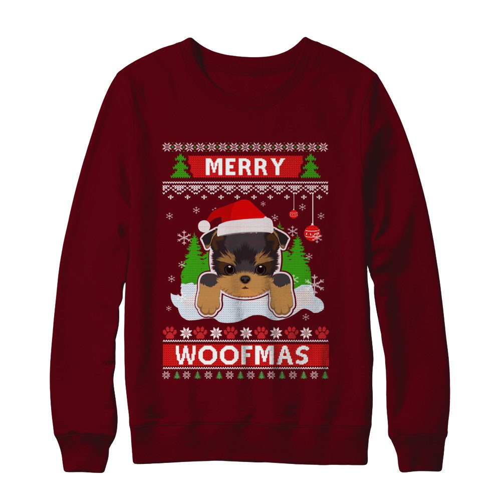 Yorkie Merry Woofmas Ugly Christmas Sweater T-Shirt & Sweatshirt | Teecentury.com