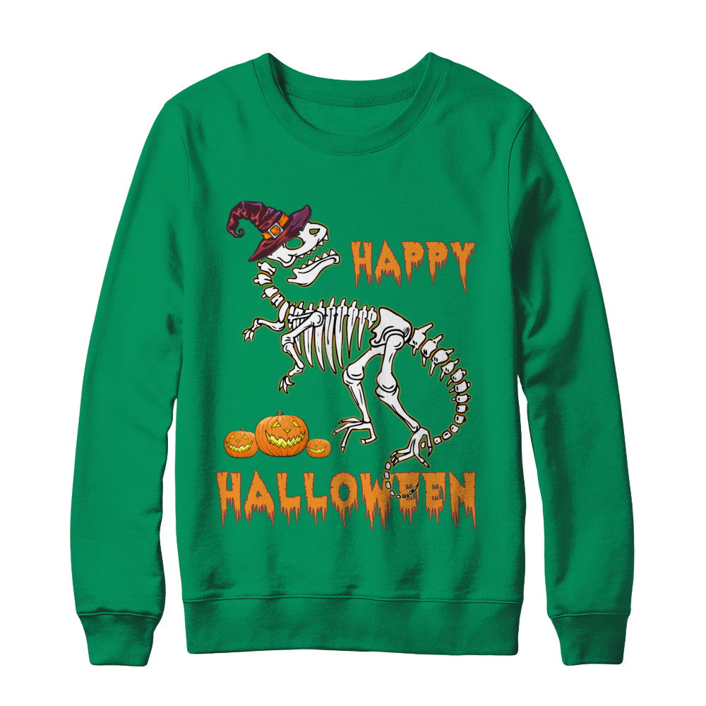 Funny Happy Halloween T-Rex Skeleton Dinosaur T-Shirt & Sweatshirt | Teecentury.com