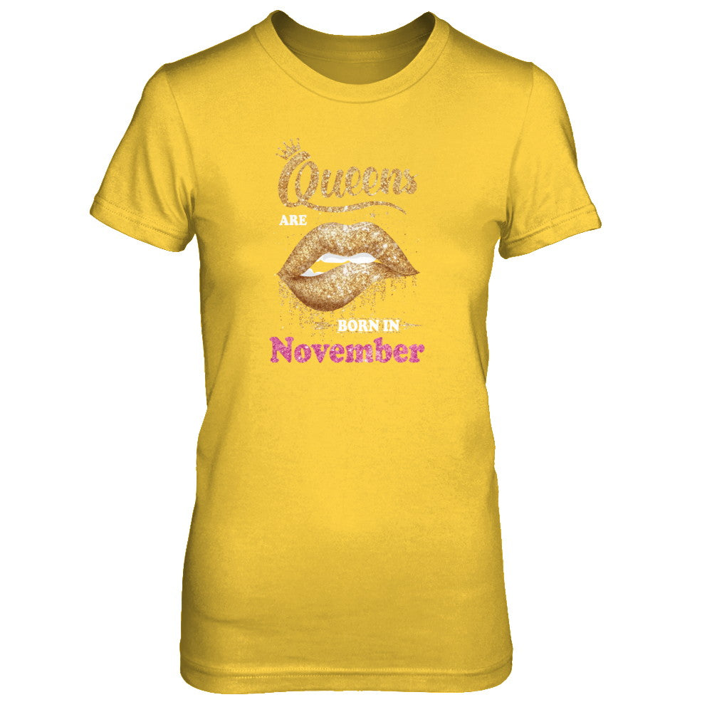 Lipstick Black Queens Are Born In November Birthday Gift T-Shirt & Tank Top | Teecentury.com