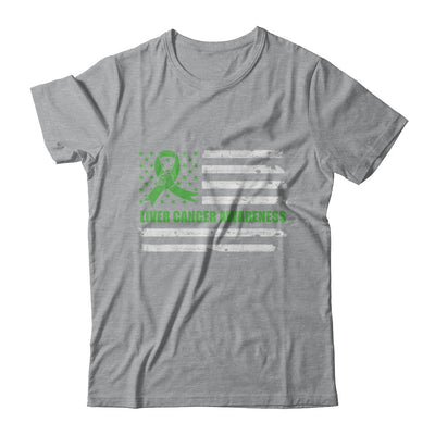 Green Ribbon Liver Cancer Awareness US Flag T-Shirt & Hoodie | Teecentury.com