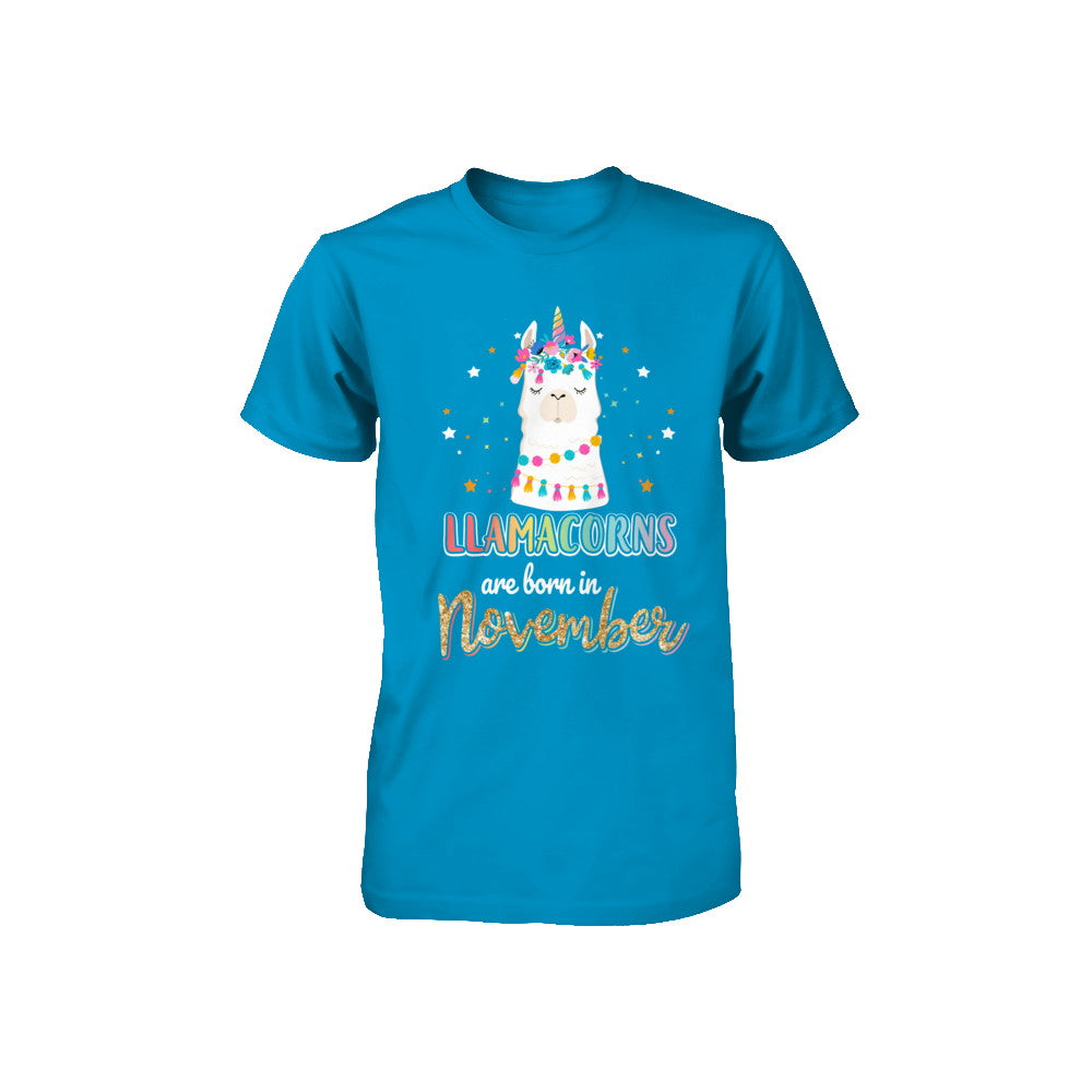 Llama Unicorn Llamacorns Born In November Birthday Gift Youth Youth Shirt | Teecentury.com