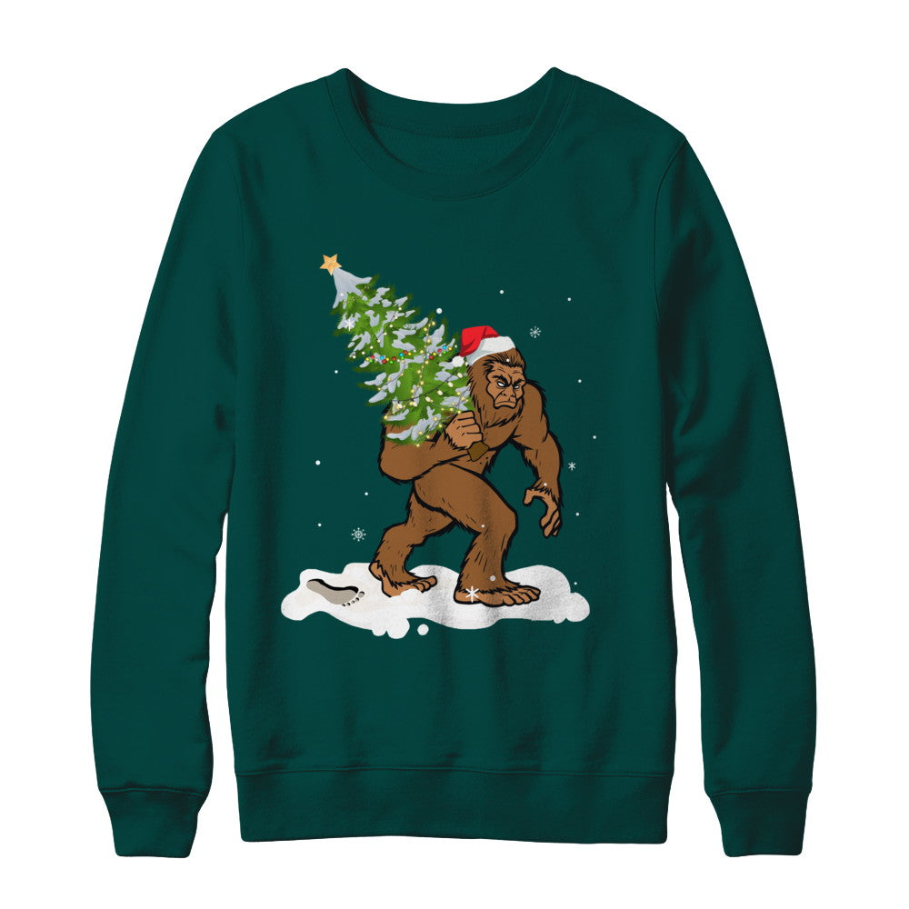 Bigfoot Christmas Tree Boys Men Sasquatch Santa Gift T-Shirt & Sweatshirt | Teecentury.com