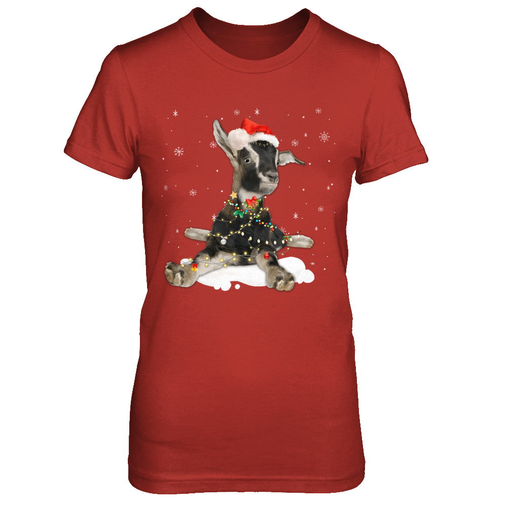 Goat With Santa Hat Lights Christmas T-Shirt & Sweatshirt | Teecentury.com