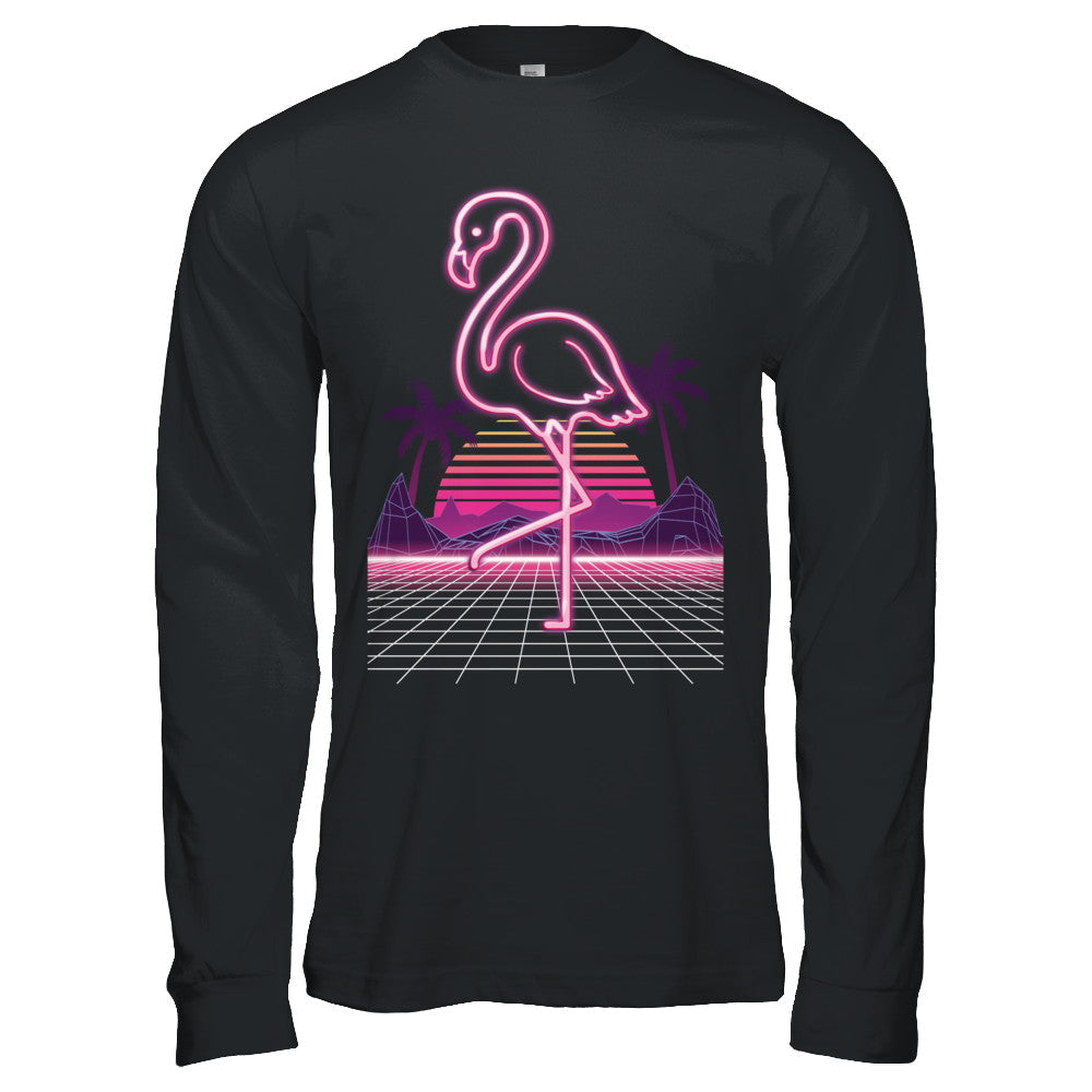 80s Retro Neon Sign Pink Flamingo Bird T-Shirt & Hoodie | Teecentury.com