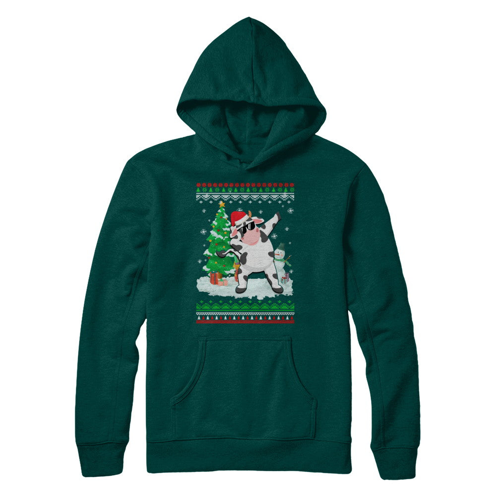 Santa Hat Cow Dabbing Christmas Ugly Sweater T-Shirt & Sweatshirt | Teecentury.com