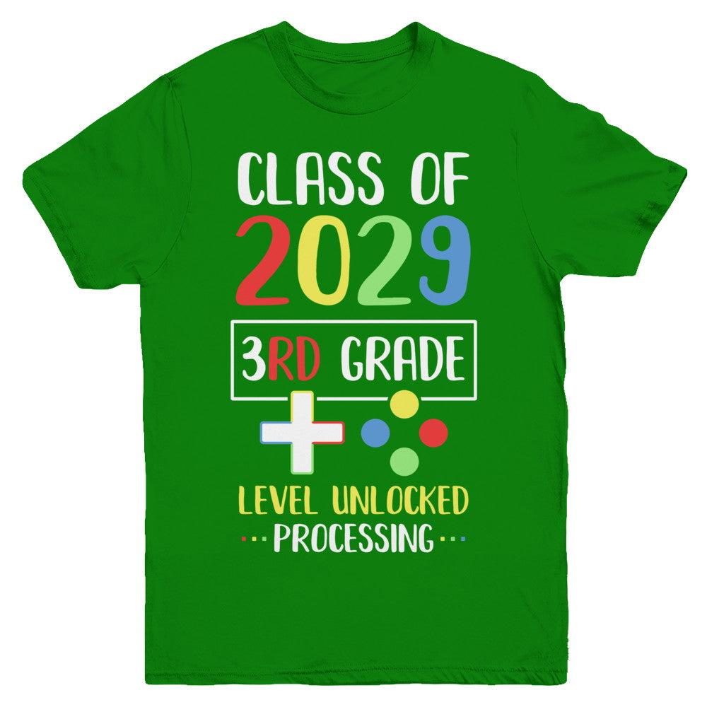 Class Of 2029 3rd Grade Level Unlock Gaming Back Go School Youth Youth Shirt | Teecentury.com