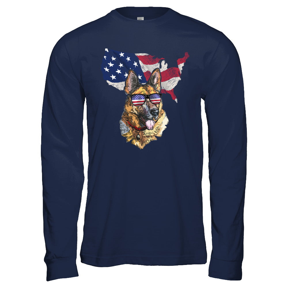 Funny Patriot German Shepherd Dog 4Th Of July American Flag T-Shirt & Hoodie | Teecentury.com