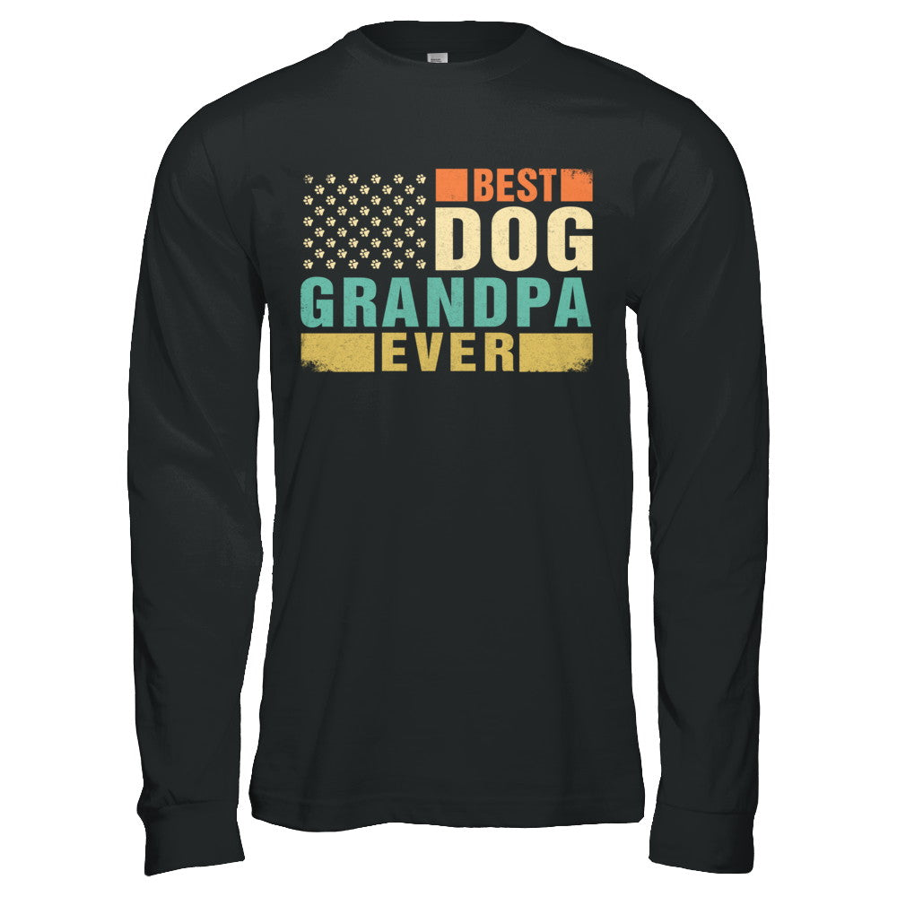 Vintage Retro BEST DOG GRANDPA EVER American Flag Fathers Day T-Shirt & Hoodie | Teecentury.com