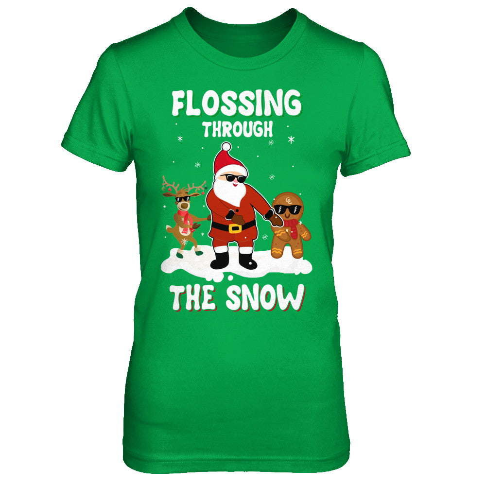 Flossing Through The Snow Santa Reindeer Gingerbread T-Shirt & Sweatshirt | Teecentury.com