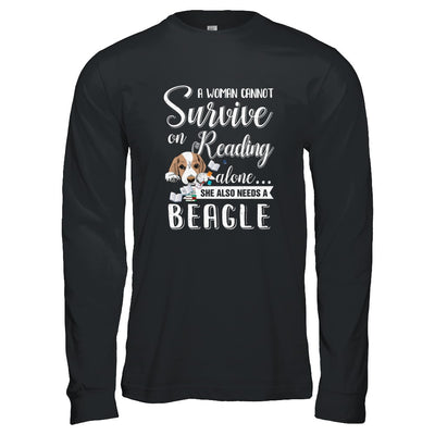 A Woman Cannot Survive On Reading Alone Beagle T-Shirt & Tank Top | Teecentury.com