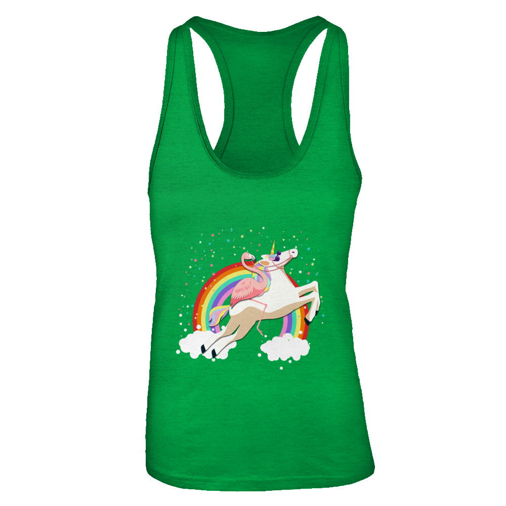 Flamingo Pink Bird Riding Unicorn T-Shirt & Tank Top | Teecentury.com