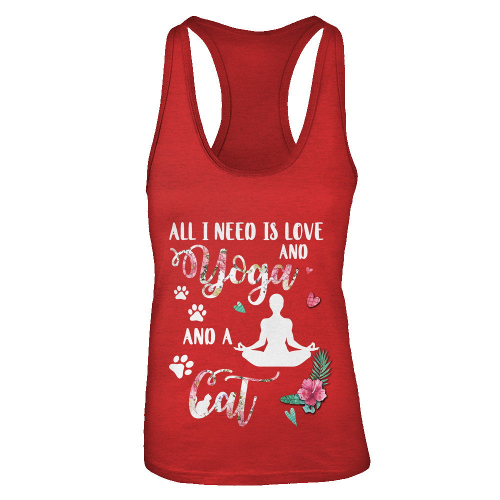 All I Need Is Love And Yoga And A Cat T-Shirt & Tank Top | Teecentury.com