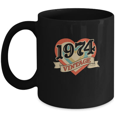 48th Birthday Gifts Classic Retro Heart Vintage 1974 Mug Coffee Mug | Teecentury.com