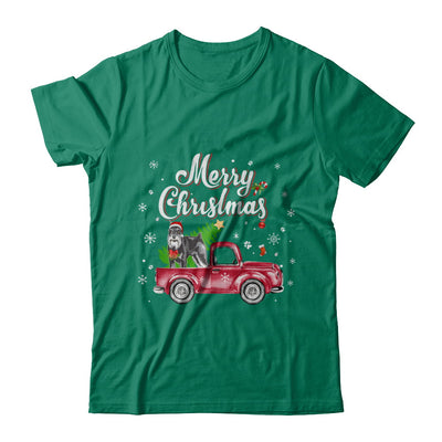 Schnauzer Rides Red Truck Christmas Pajama T-Shirt & Sweatshirt | Teecentury.com