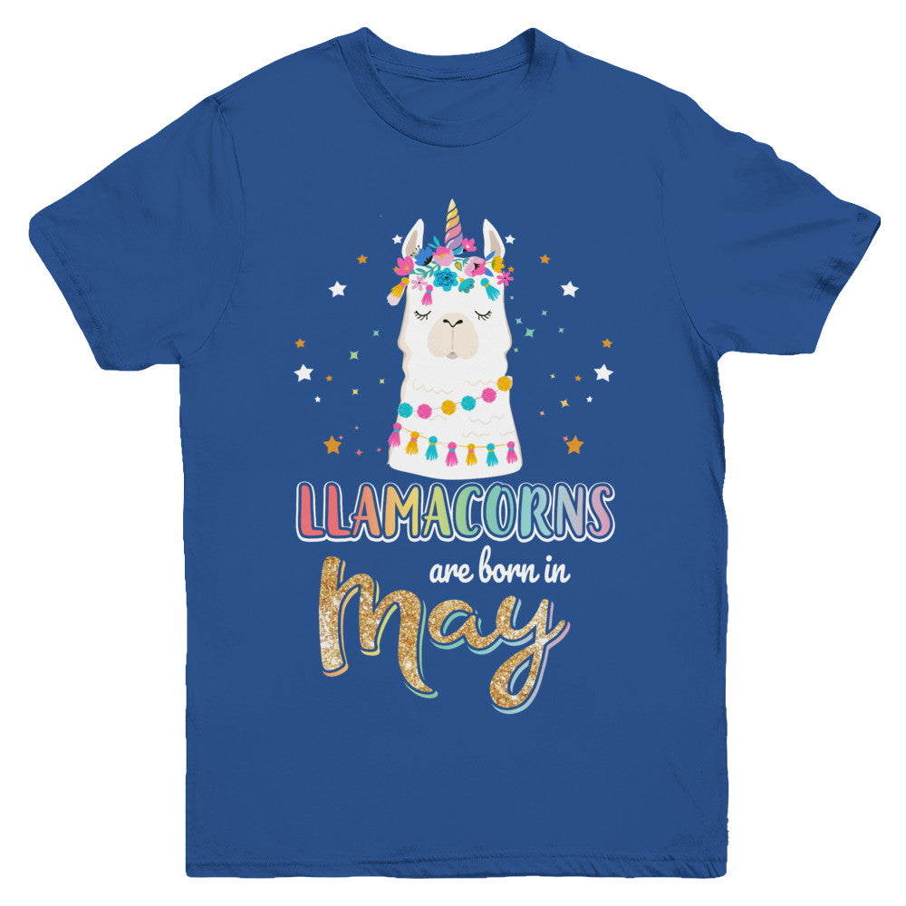 Llama Unicorn Llamacorns Born In May Birthday Gift Youth Youth Shirt | Teecentury.com