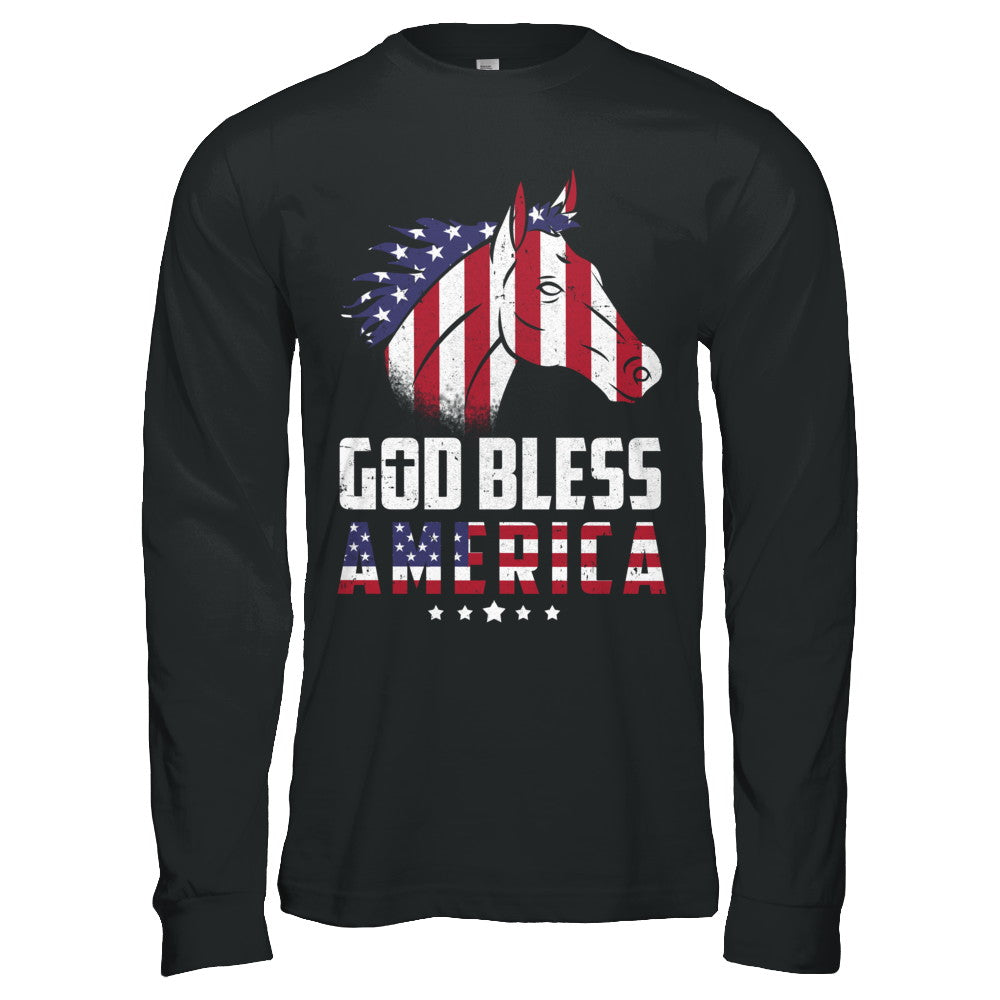 God Bless America Horse American Flag 4Th Of July T-Shirt & Hoodie | Teecentury.com