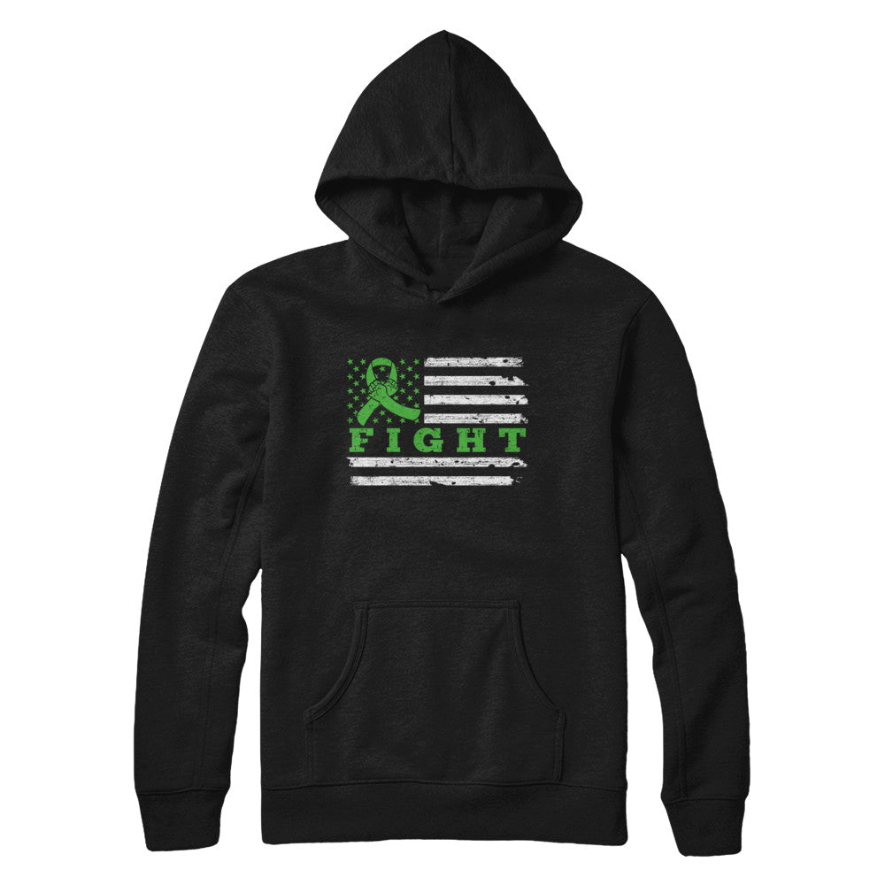 Fight Green Ribbon US Flag Liver Lymphoma Cancer Awareness T-Shirt & Hoodie | Teecentury.com