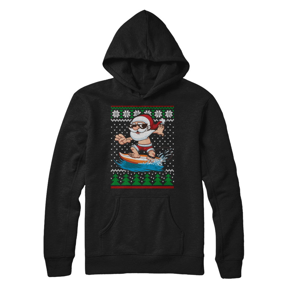 Santa Fishing Funny Ugly Christmas Sweater - Navy, S