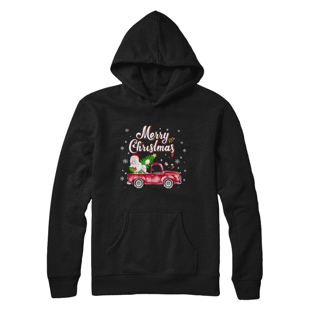 Poodle Rides Red Truck Christmas Pajama T-Shirt & Sweatshirt | Teecentury.com