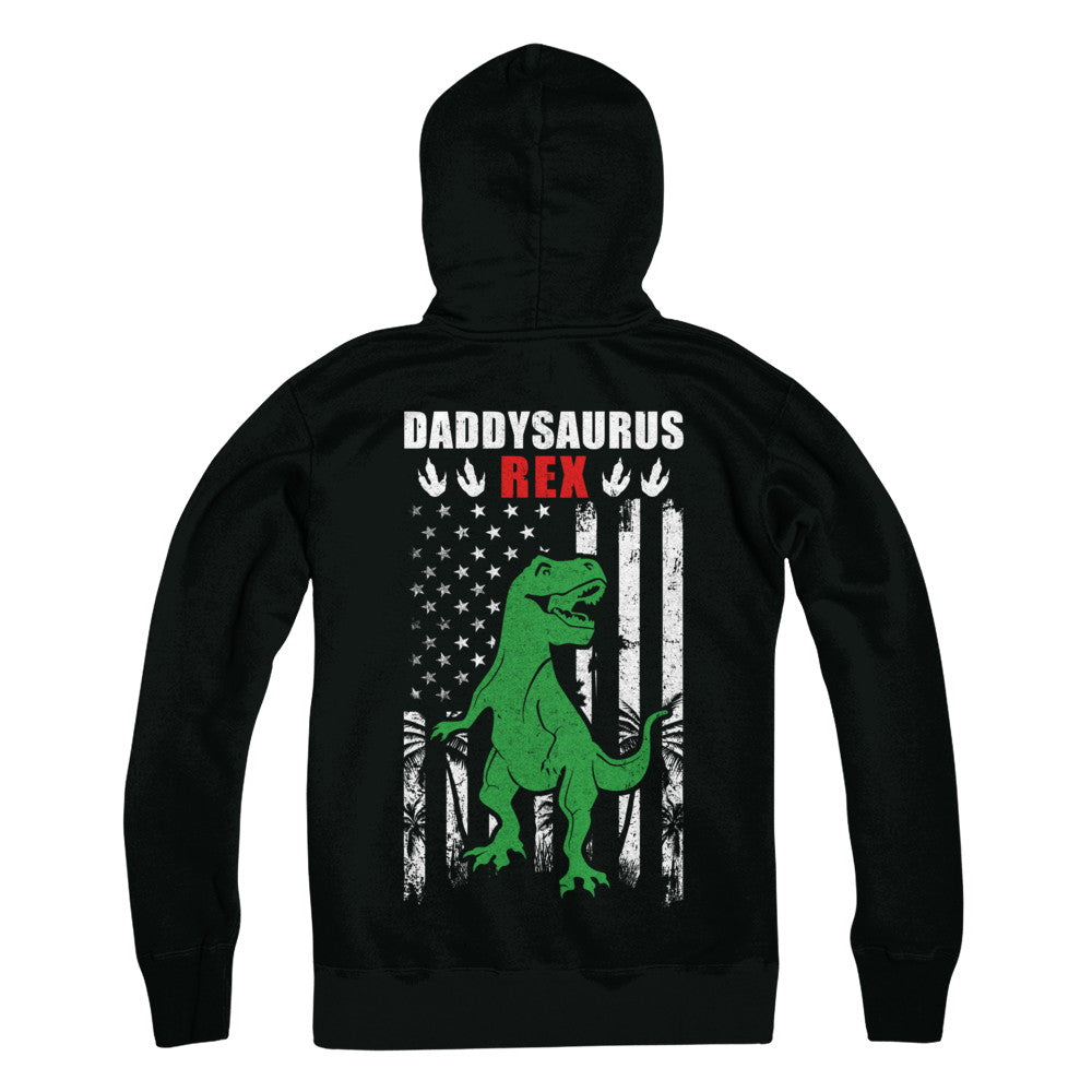 DaddySaurus Dad Dinosaur Rex American Flag Fathers Day T-Shirt & Hoodie | Teecentury.com