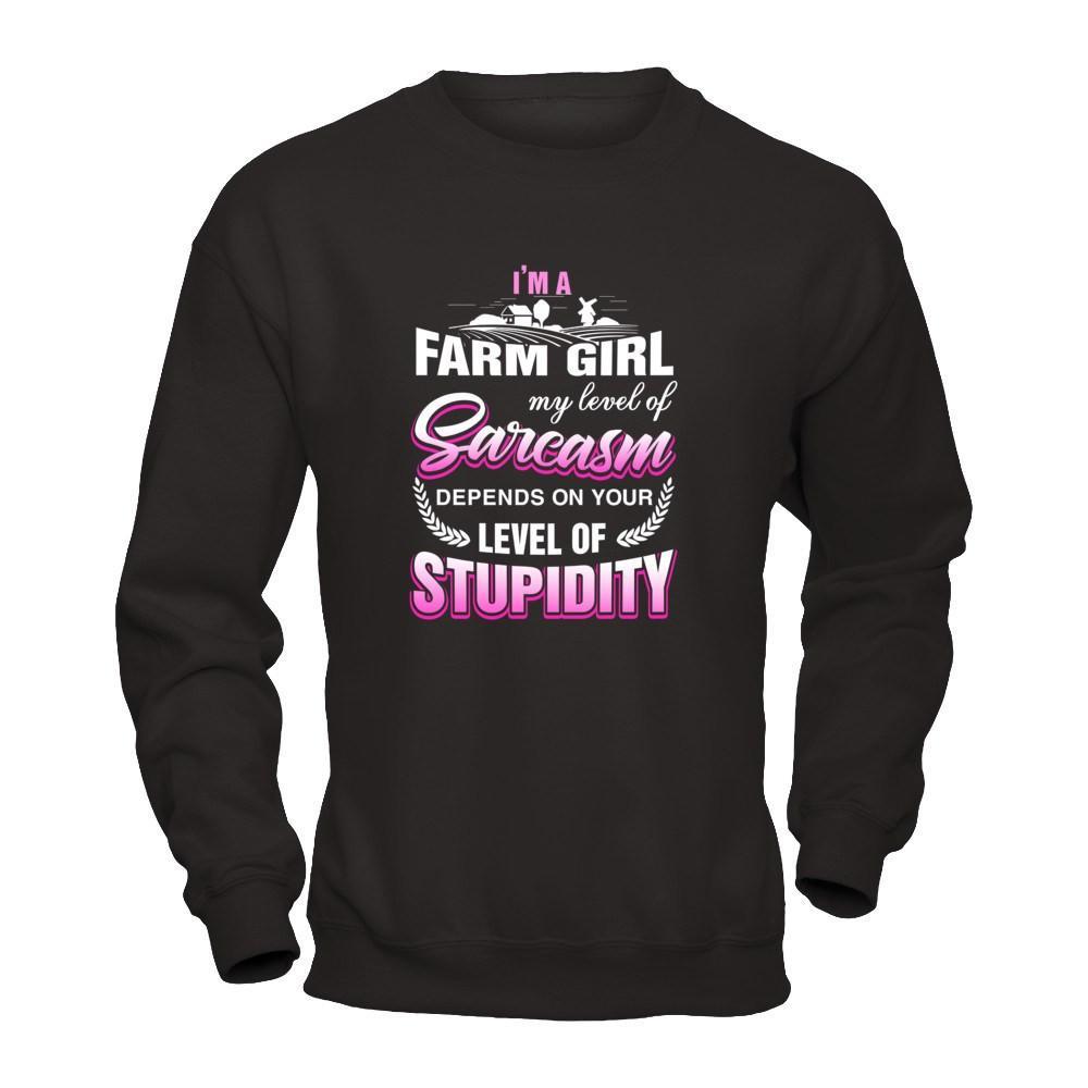 I'm A Farm Girl My Level Of Sarcasm T-Shirt & Tank Top | Teecentury.com