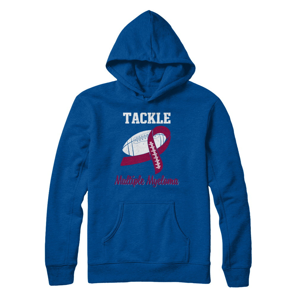 Football Survivor Tackle Burgundy Multiple Myeloma Awareness T-Shirt & Hoodie | Teecentury.com