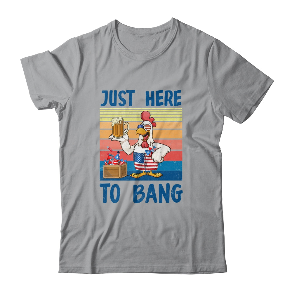 4Th Of July Just Here To Bang USA Flag Chicken Beer T-Shirt & Tank Top | Teecentury.com