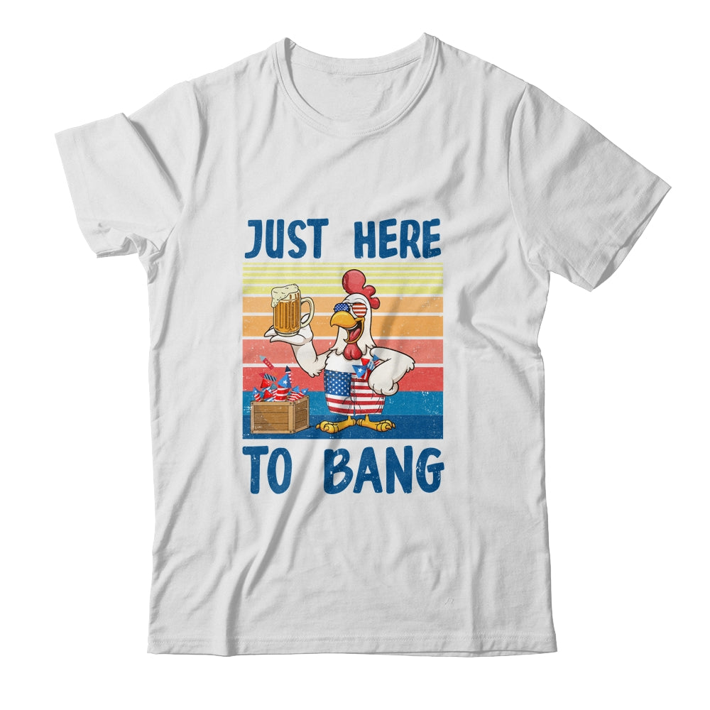 4Th Of July Just Here To Bang USA Flag Chicken Beer T-Shirt & Tank Top | Teecentury.com