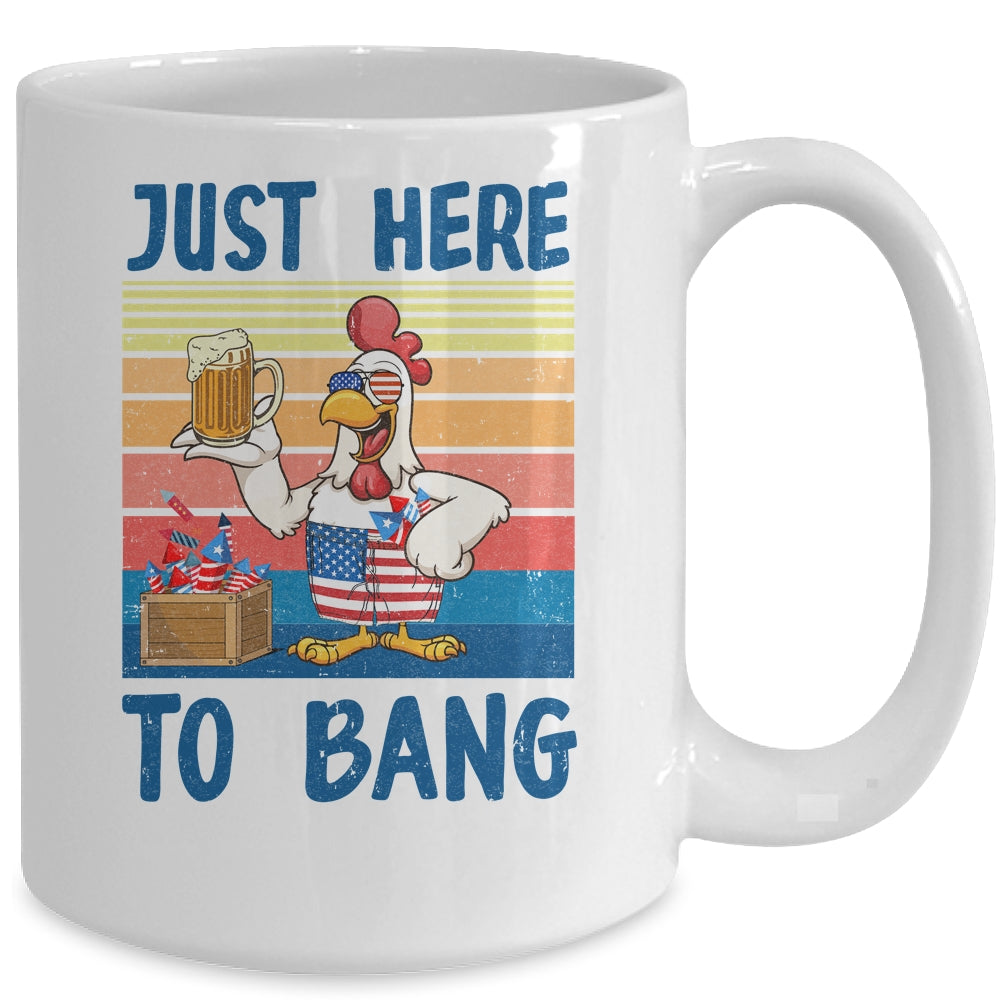 4Th Of July Just Here To Bang USA Flag Chicken Beer Mug Coffee Mug | Teecentury.com