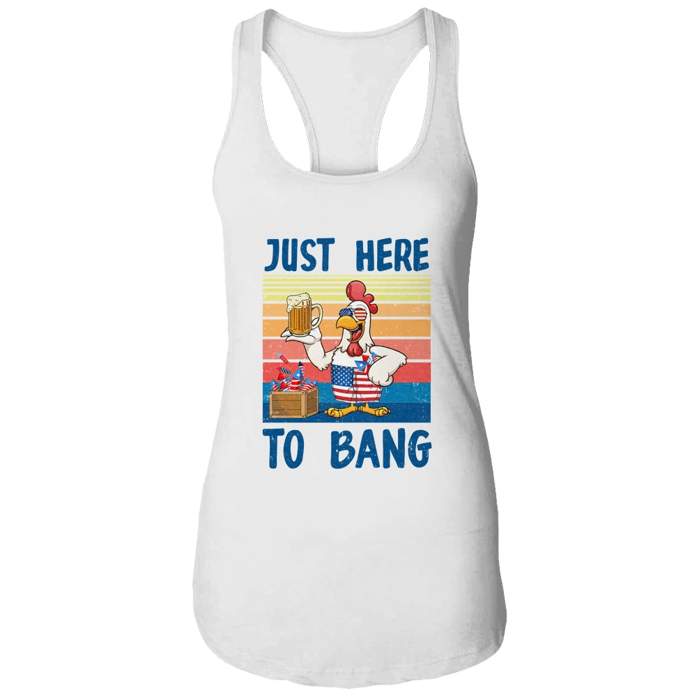 4Th Of July Just Here To Bang USA Flag Chicken Beer T-Shirt & Tank Top | Teecentury.com