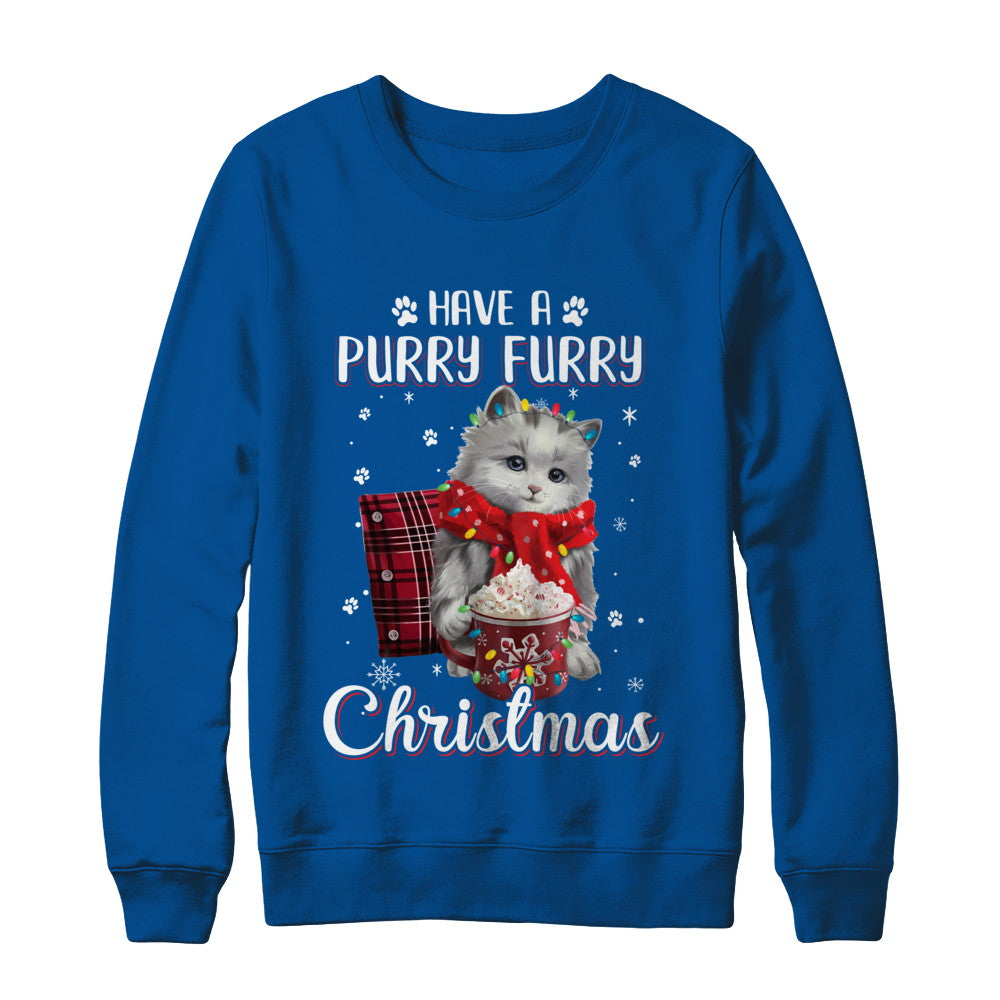 Have A Purry Furry Christmas Funny Holiday Xmas Cat T-Shirt & Sweatshirt | Teecentury.com