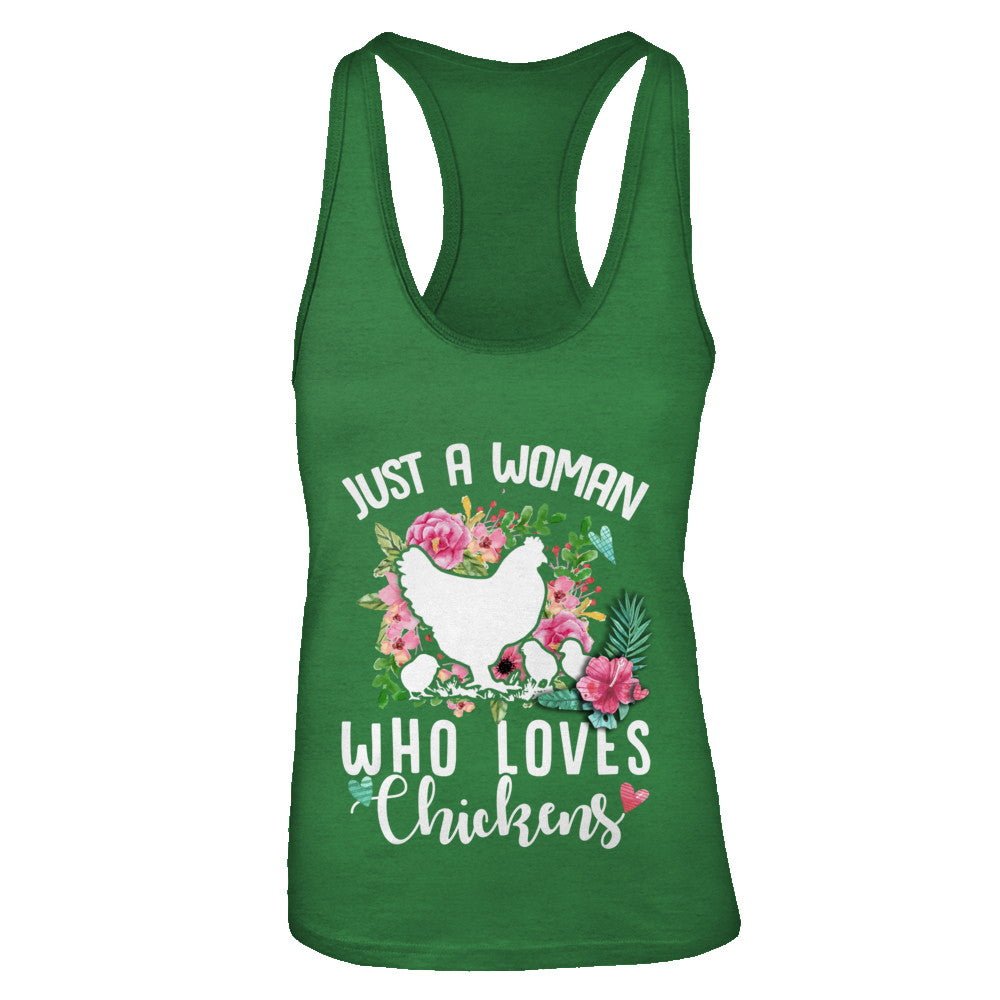 Just A Woman Who Loves Chickens T-Shirt & Tank Top | Teecentury.com
