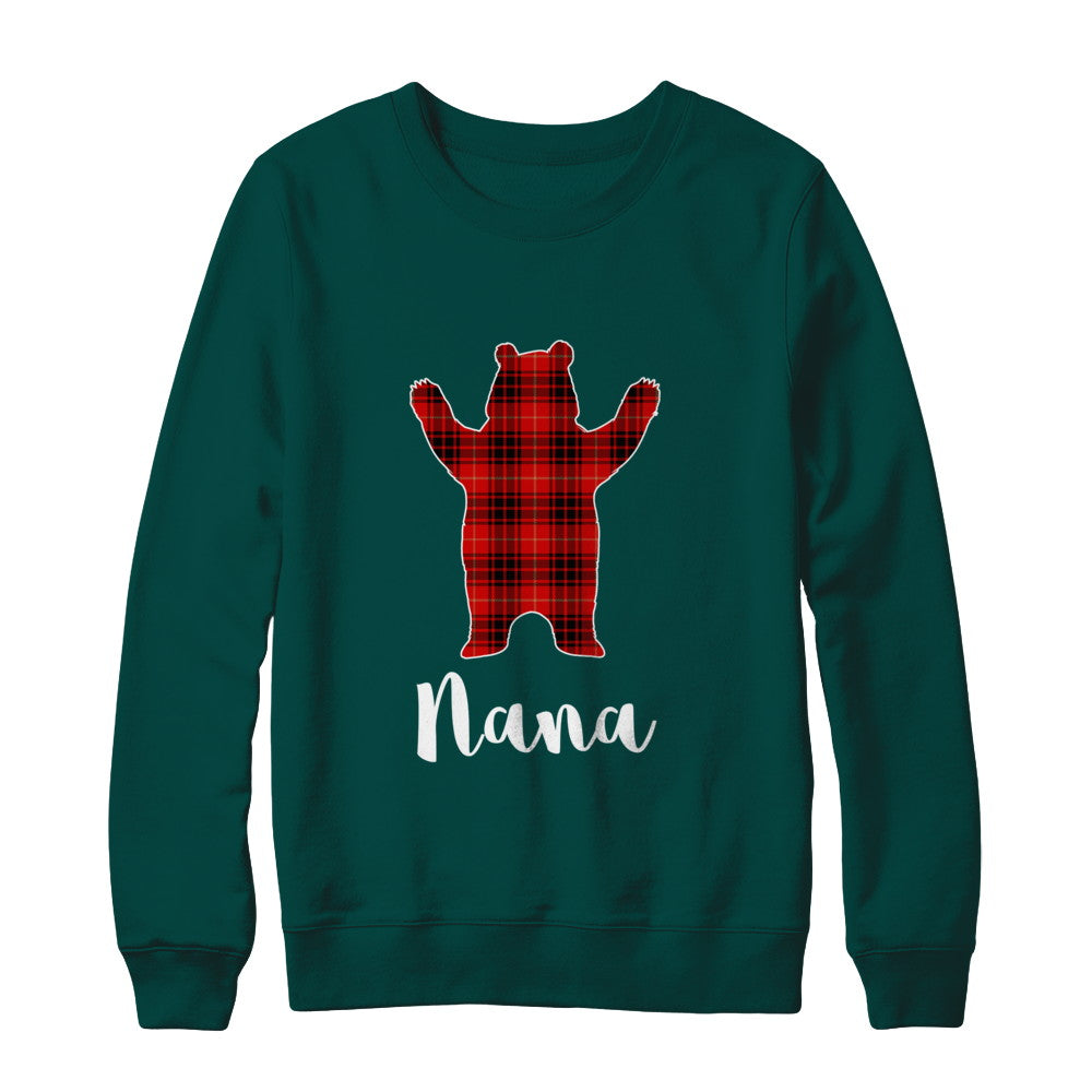 Red Nana Bear Buffalo Plaid Family Christmas Pajamas T-Shirt & Sweatshirt | Teecentury.com