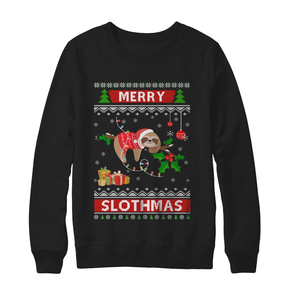 Merry Slothmas Funny Sloth Ugly Christmas Sweater T-Shirt & Sweatshirt | Teecentury.com