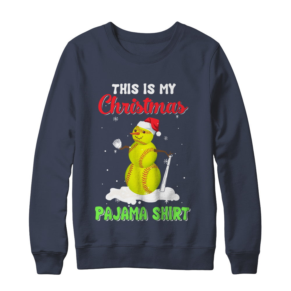 This Is My Christmas Pajama Xmas Snowman Softball T-Shirt & Sweatshirt | Teecentury.com