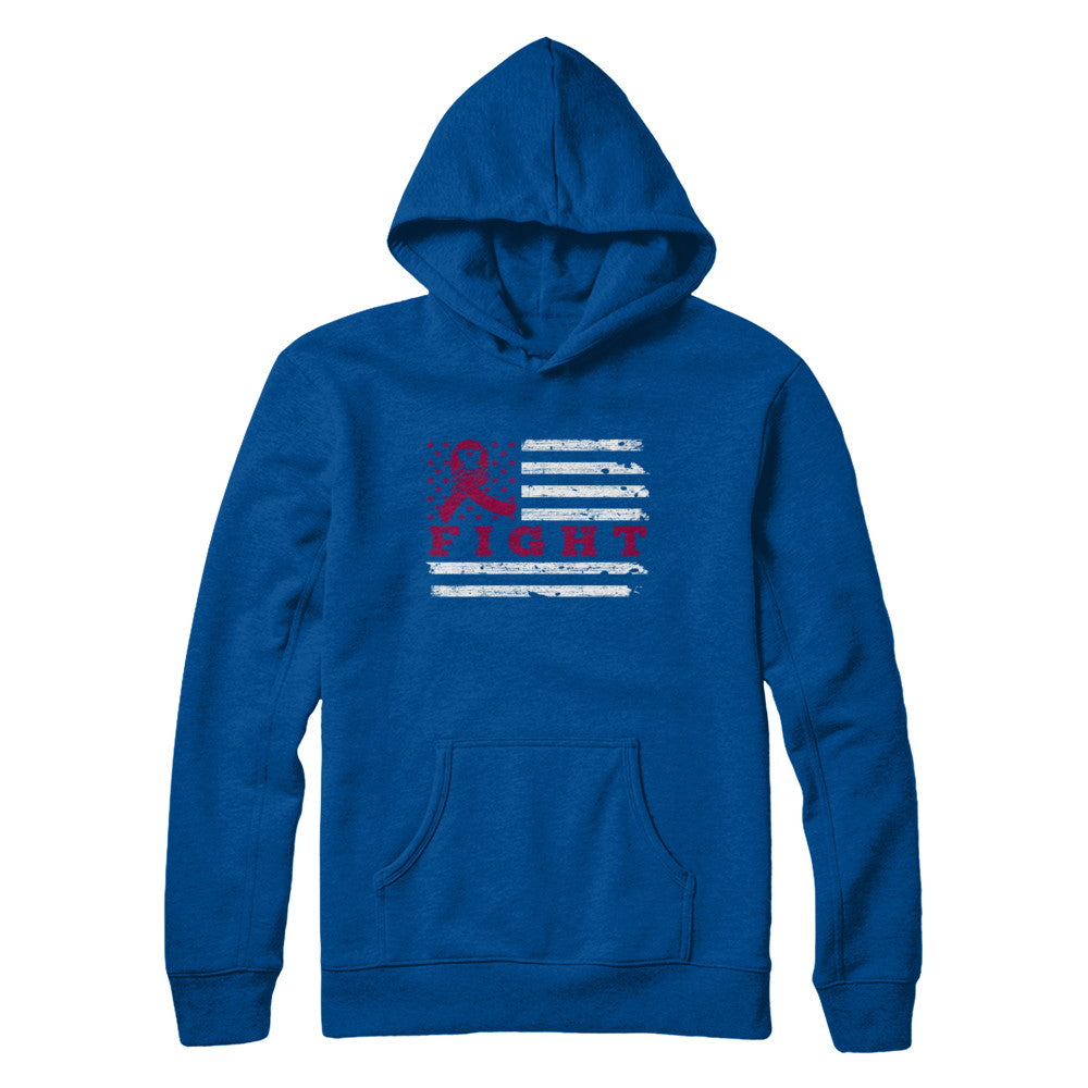 Fight Burgundy Ribbon US Flag Multiple Myeloma Awareness T-Shirt & Hoodie | Teecentury.com