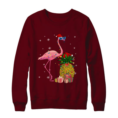 Santa Flamingo Hawaiian Pineapple Christmas Gifts T-Shirt & Sweatshirt | Teecentury.com