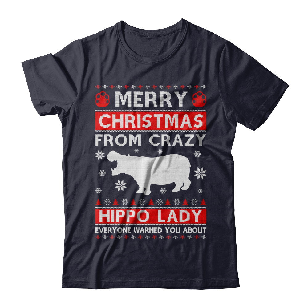 Merry Christmas From Crazy Hippo Lady Sweater T-Shirt & Sweatshirt | Teecentury.com