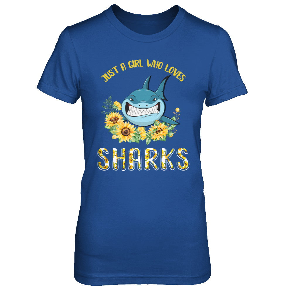 Just A Girl Who Loves Sharks And Sunflowers T-Shirt & Hoodie | Teecentury.com