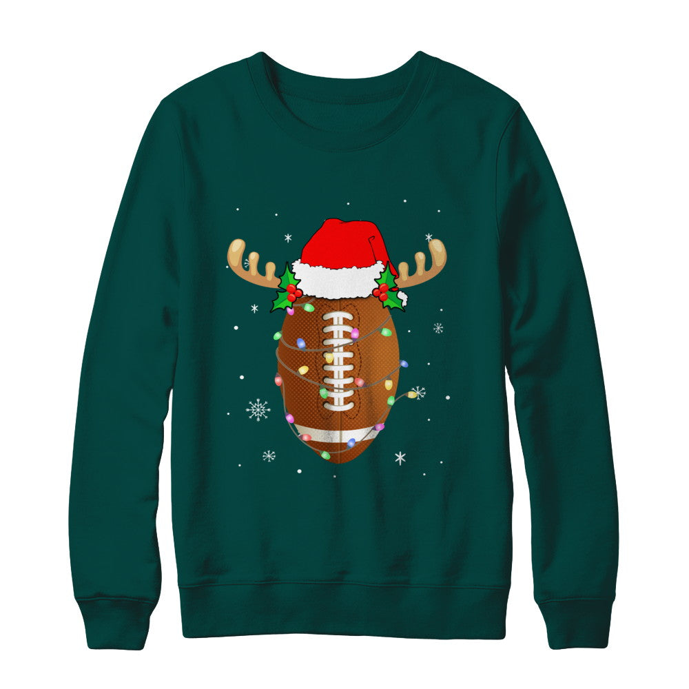Santa Hat Football Reindeer Christmas Gifts T-Shirt & Sweatshirt | Teecentury.com