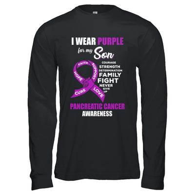 Pancreatic Cancer I Wear Purple For My Son Dad Mom T-Shirt & Hoodie | Teecentury.com