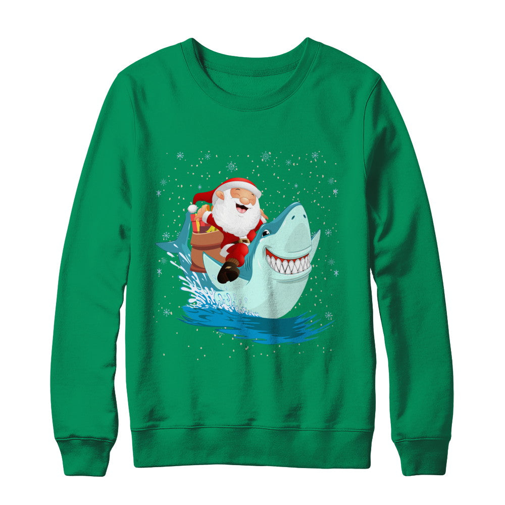 Santa Claus Riding Shark Christmas Xmas Gift T-Shirt & Sweatshirt | Teecentury.com