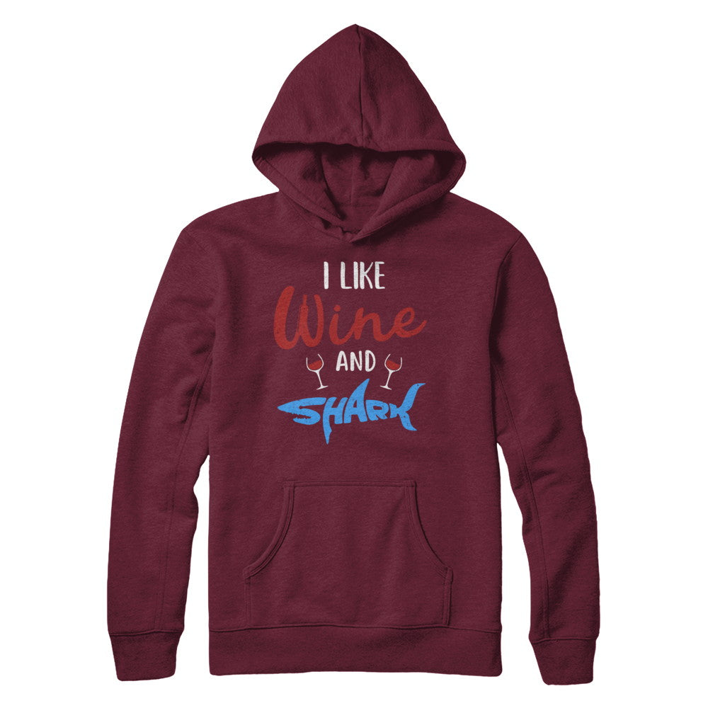 Funny Ocean I Like Wine And Sharks Gift T-Shirt & Hoodie | Teecentury.com