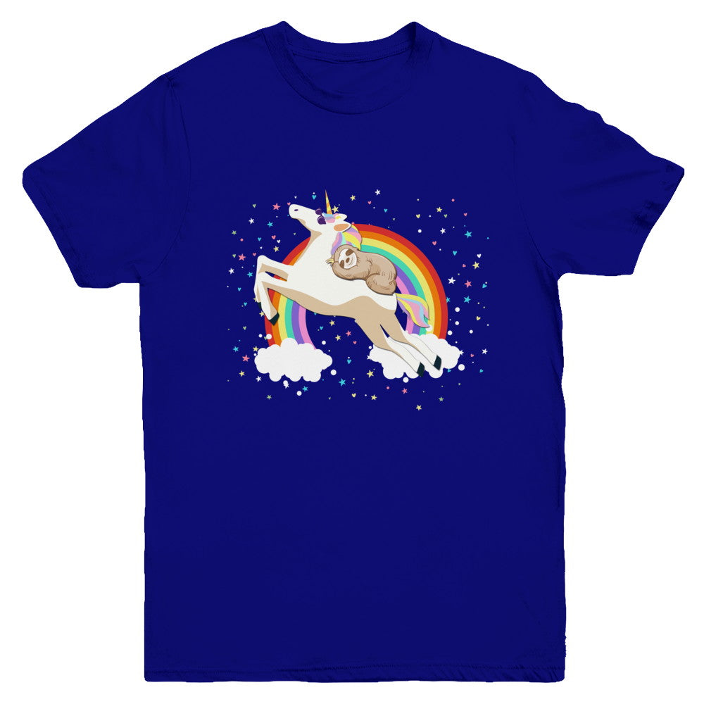 Funny Sloth Riding Unicorn Lover Youth Youth Shirt | Teecentury.com