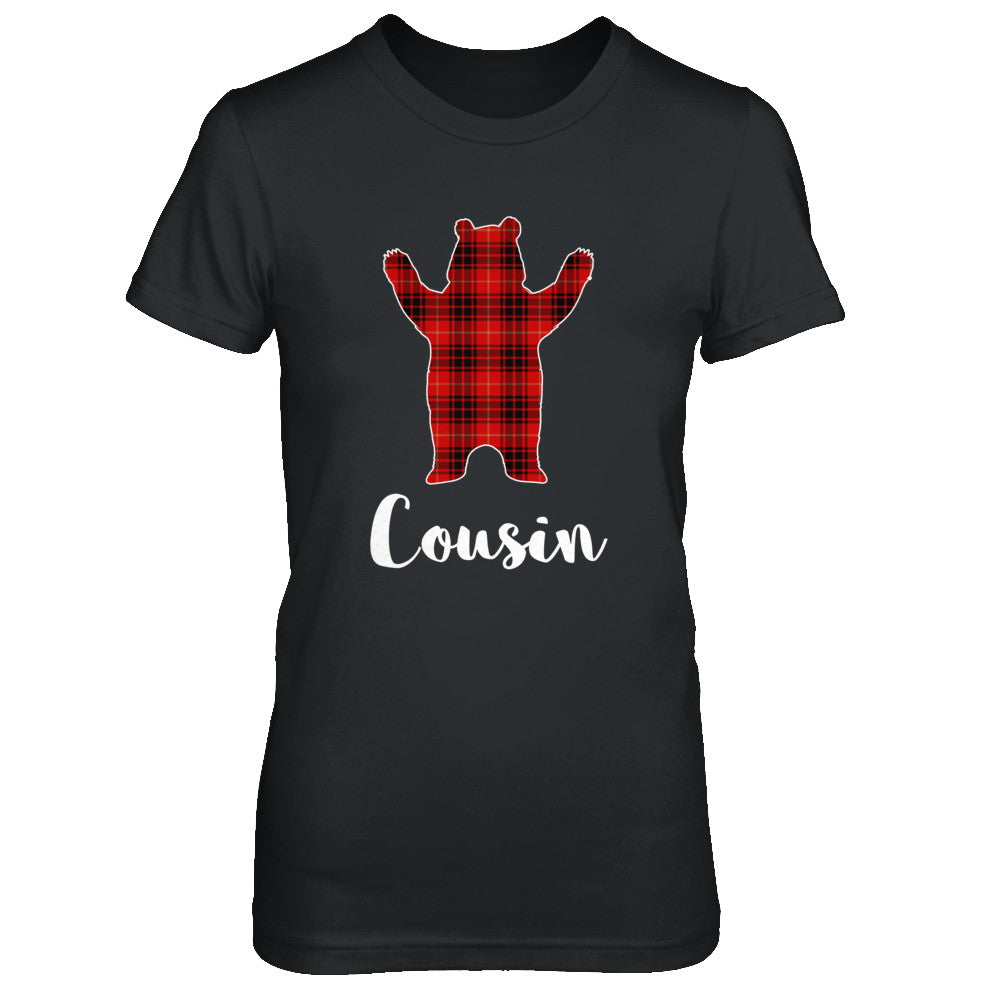 Red Cousin Bear Buffalo Plaid Family Christmas Pajamas T-Shirt & Sweatshirt | Teecentury.com