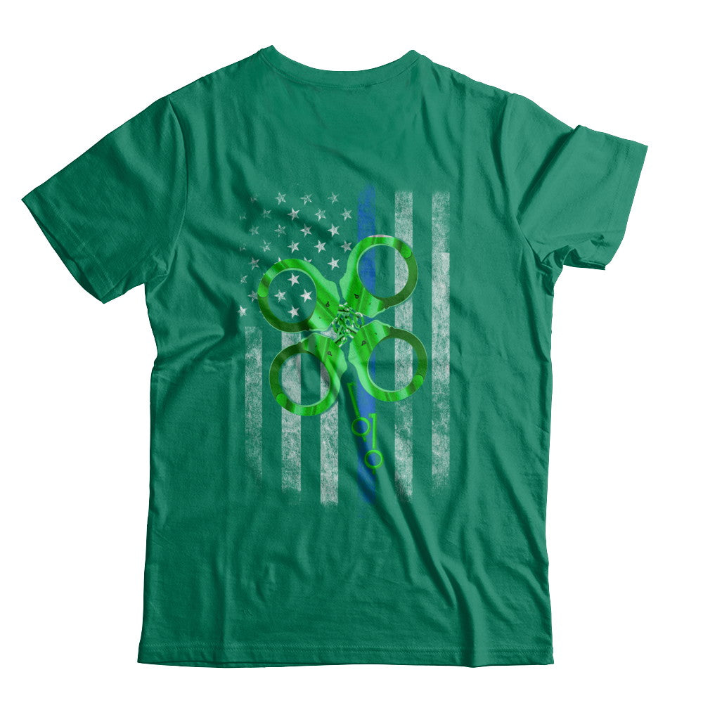 Thin Blue Line Happy St Patrick's Day Clover Police T-Shirt & Hoodie | Teecentury.com