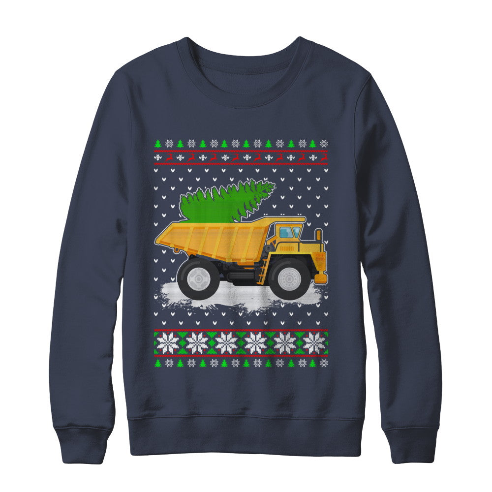 Yellow Dump Truck Trucker Ugly Christmas Sweater T-Shirt & Sweatshirt | Teecentury.com