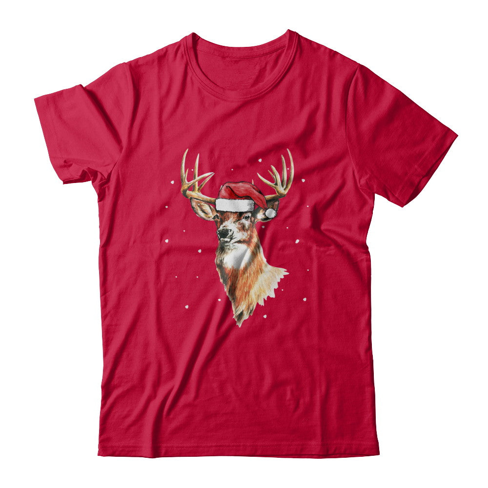 Christmas Pajama Deer With Santa Hat Hunting Hunter T-Shirt & Sweatshirt | Teecentury.com