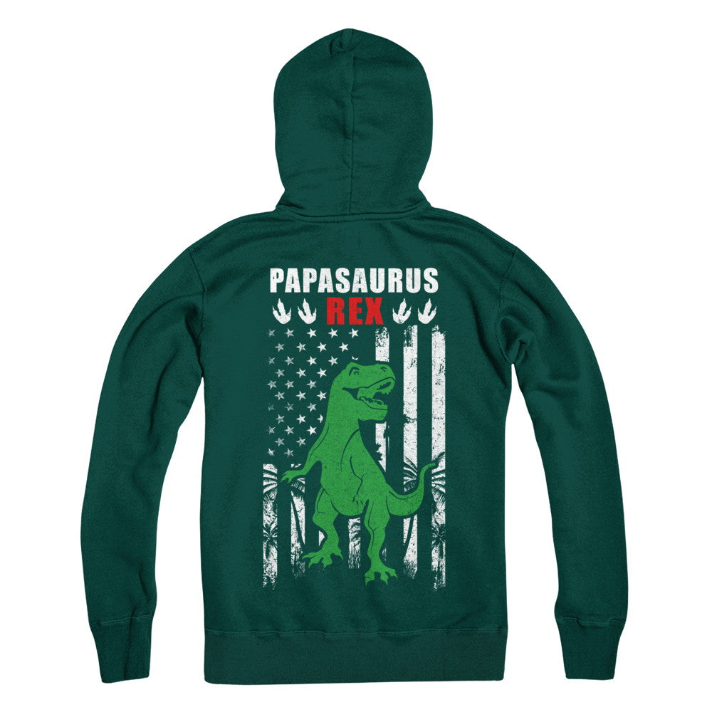 PapaSaurus Papa Dinosaur Rex American Flag Fathers Day T-Shirt & Hoodie | Teecentury.com